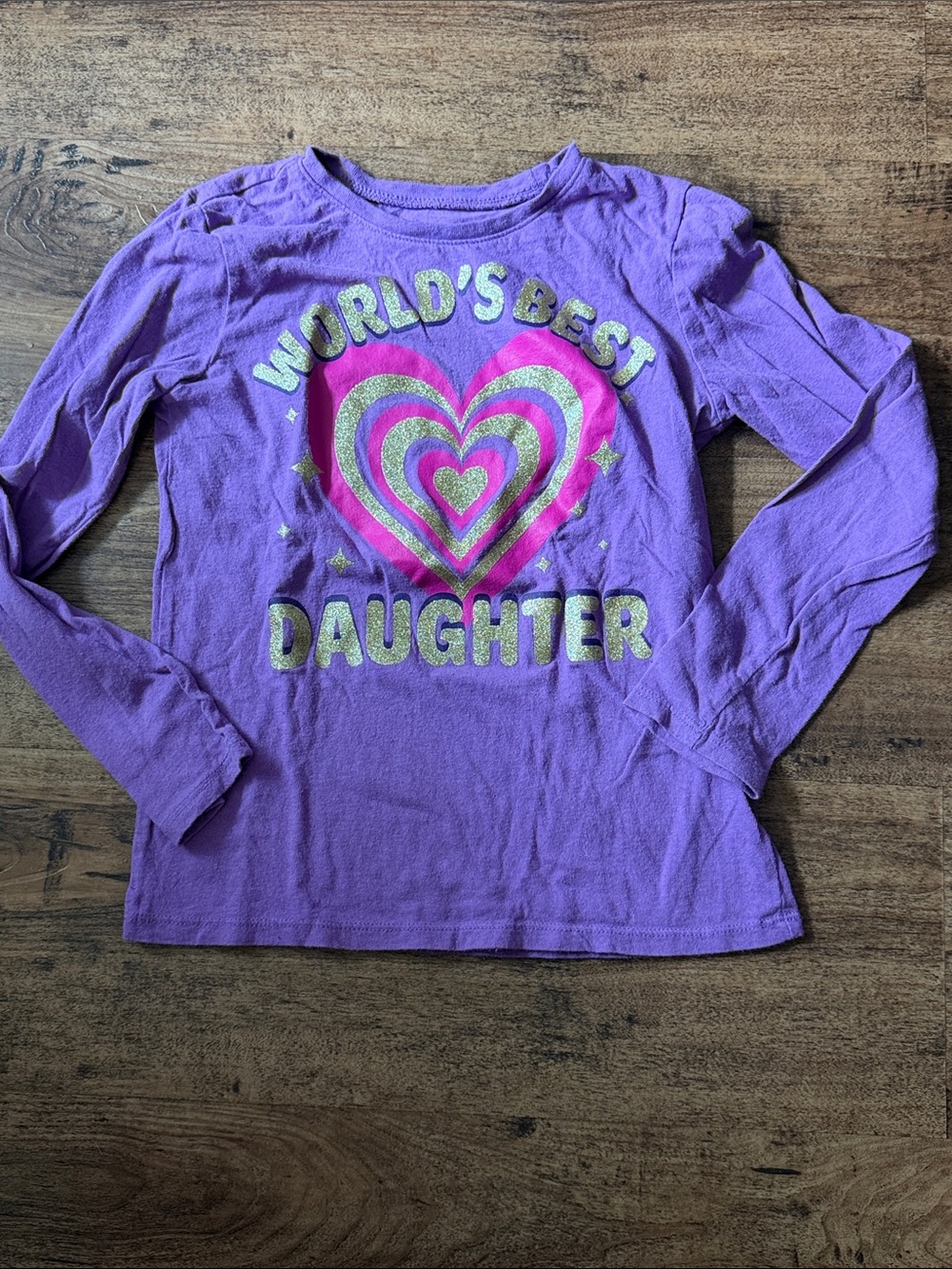 Girls' Purple "World's Best Daughter" Long Sleeve Top size 7/8